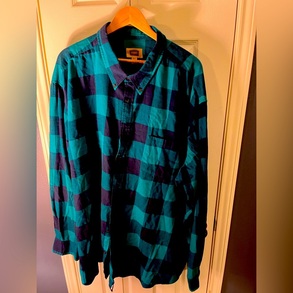 Foundry Green and Blue Plaid Flannel 4XLT